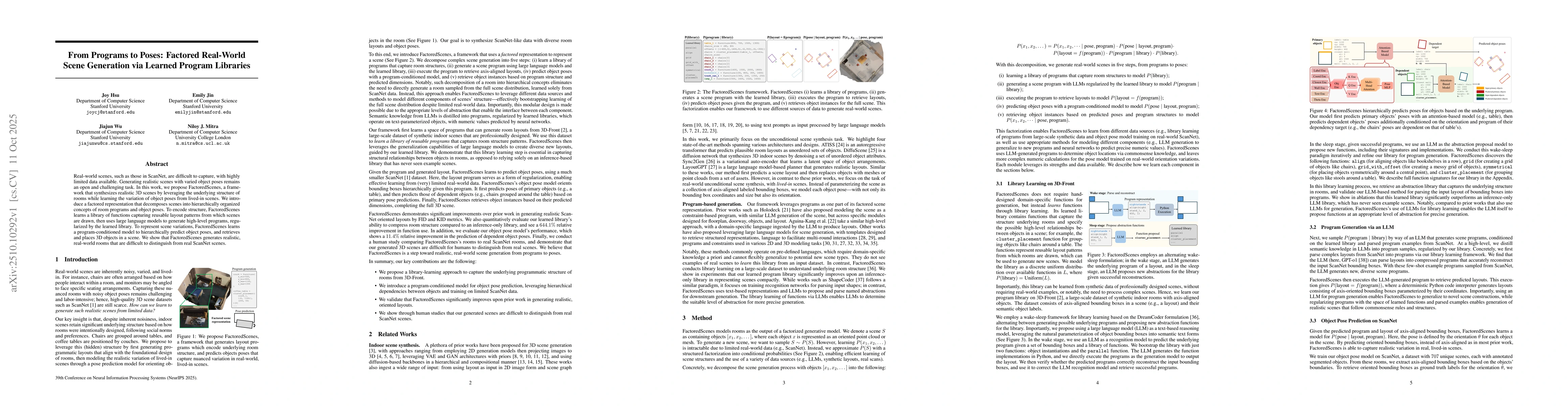 Thumbnail for From Programs to Poses: Factored Real-World Scene Generation via Learned
  Program Libraries