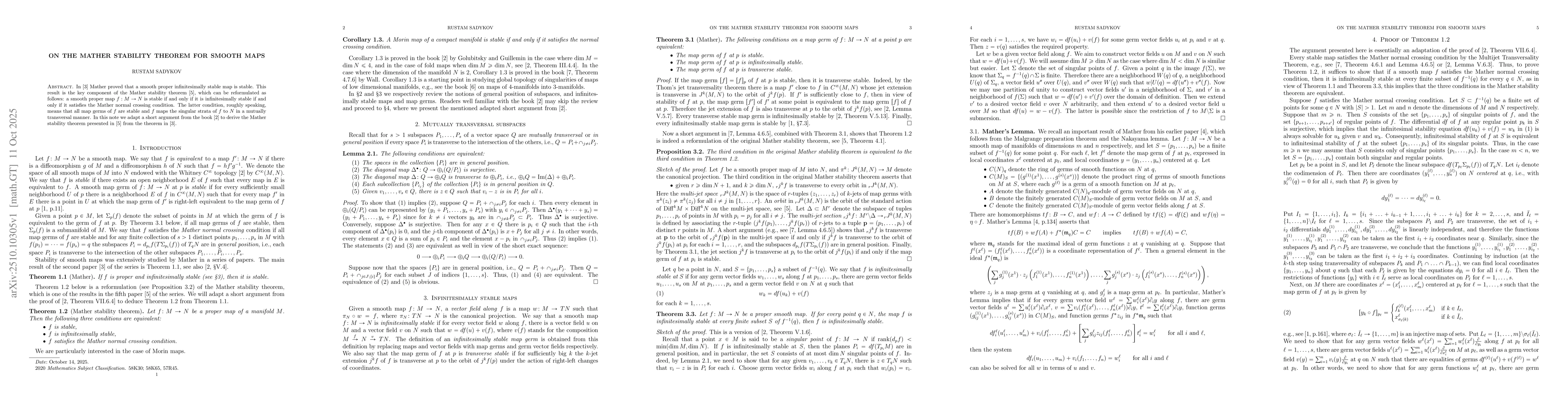 Thumbnail for On the Mather stability theorem for smooth maps
