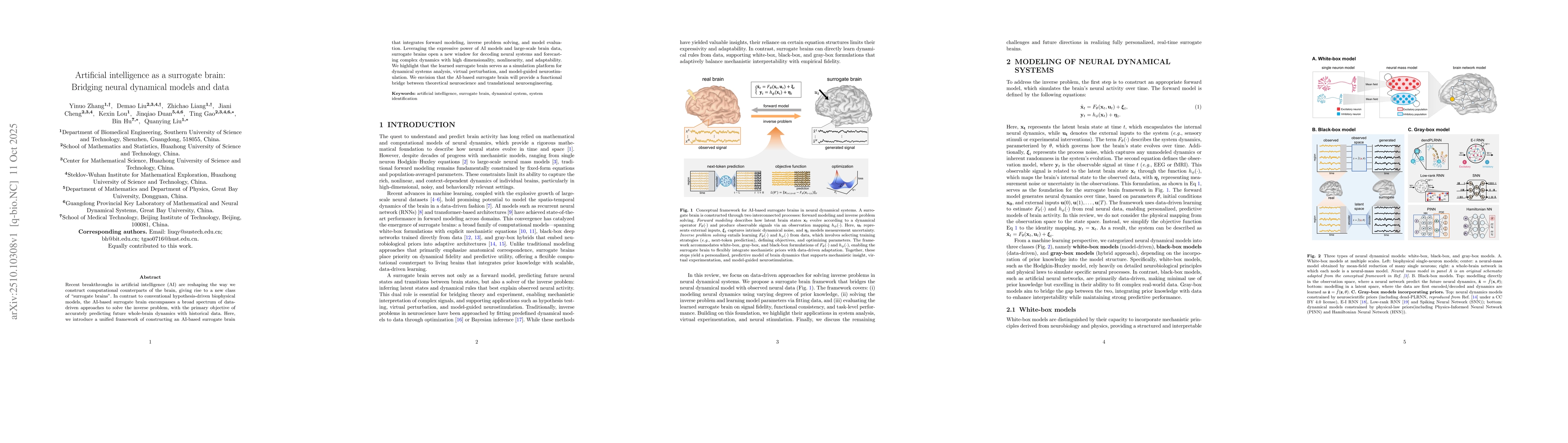 Thumbnail for Artificial intelligence as a surrogate brain: Bridging neural dynamical
  models and data