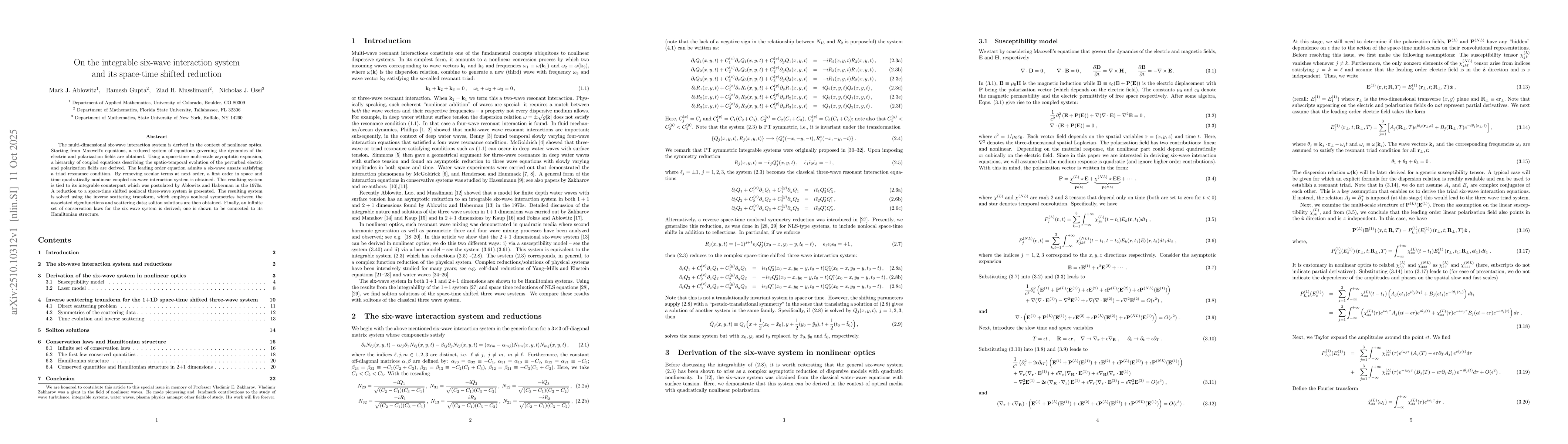 Thumbnail for On the integrable six-wave interaction system and its space-time shifted
  reduction