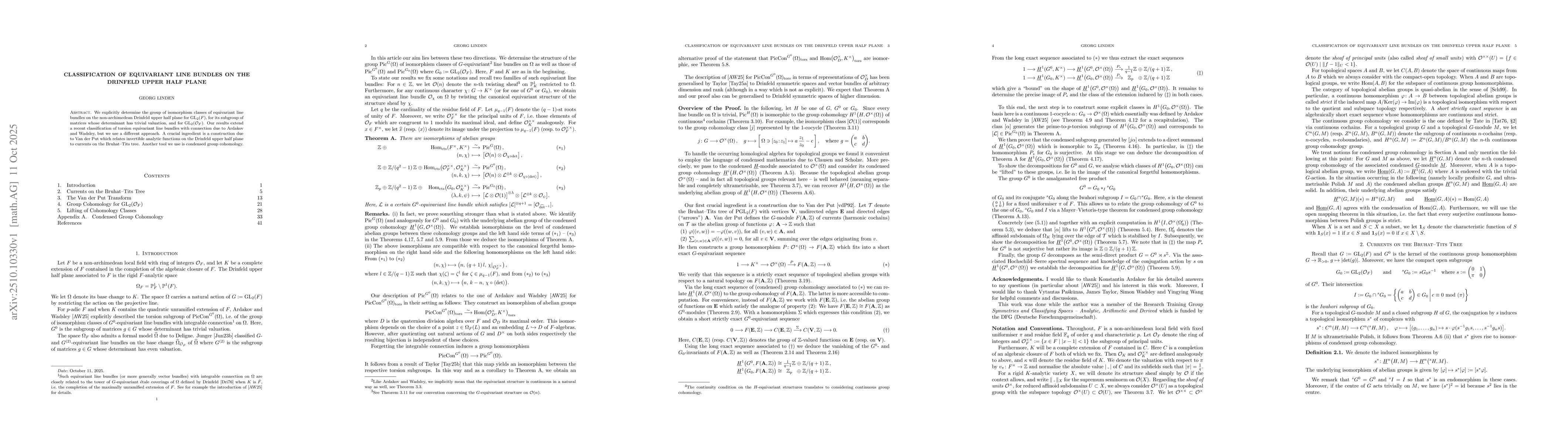 Thumbnail for Classification of Equivariant Line Bundles on the Drinfeld Upper Half
  Plane
