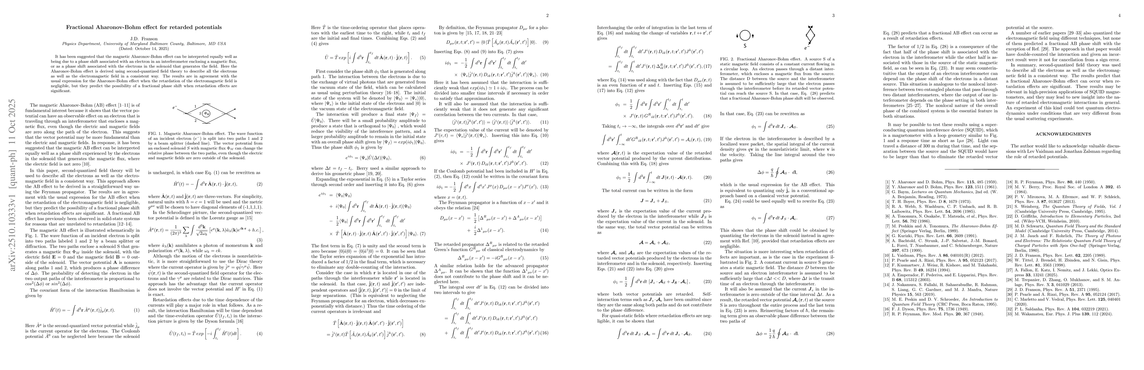 Thumbnail for Fractional Aharonov-Bohm effect for retarded potentials