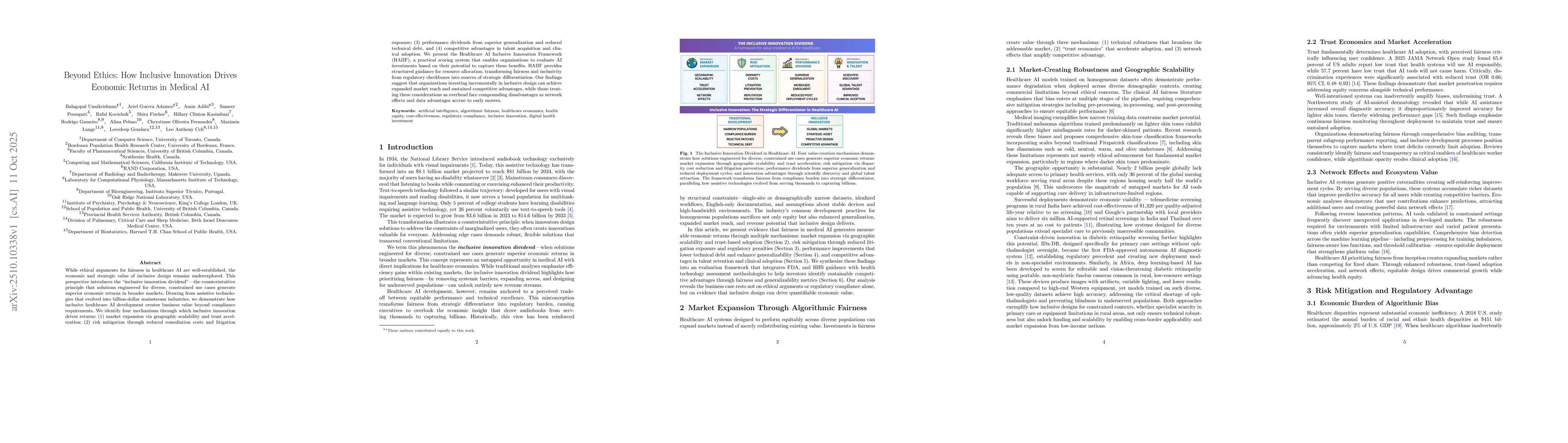 Thumbnail for Beyond Ethics: How Inclusive Innovation Drives Economic Returns in
  Medical AI