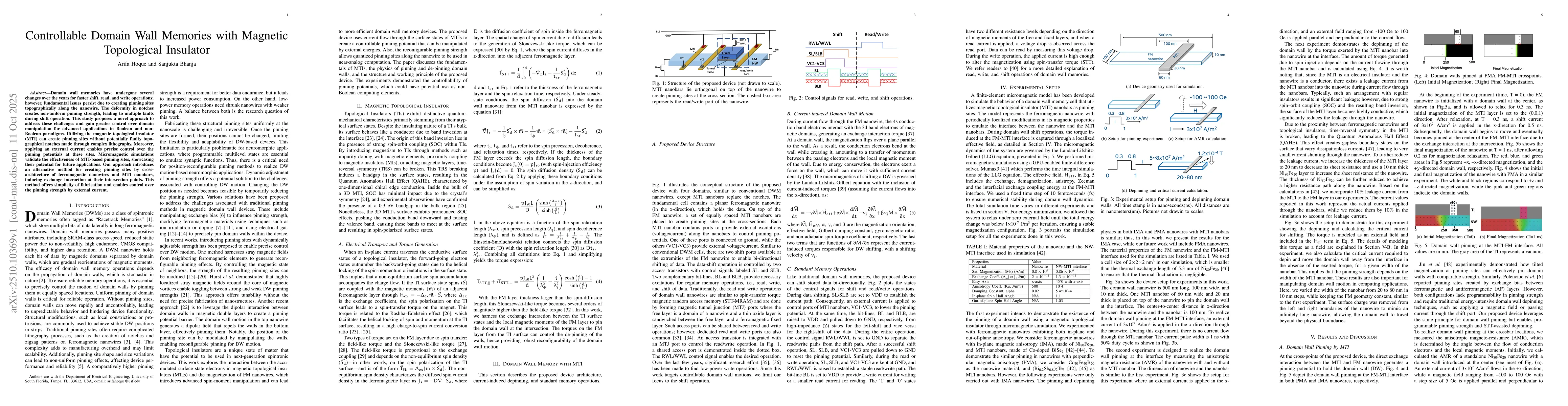 Thumbnail for Controllable Domain Wall Memories with Magnetic Topological Insulator