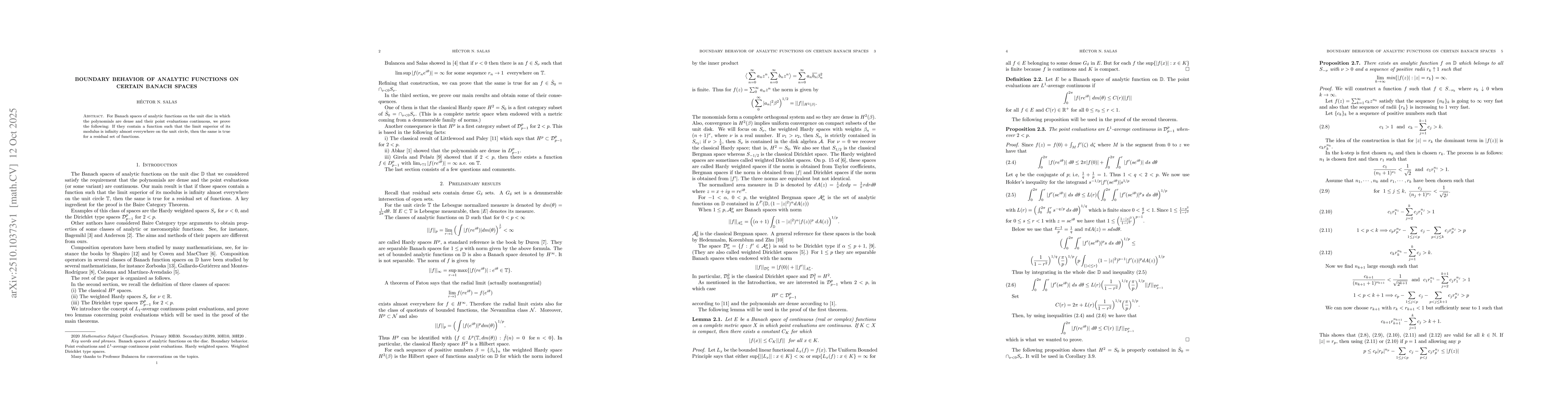 Thumbnail for Boundary behavior of analytic functions on certain Banach spaces