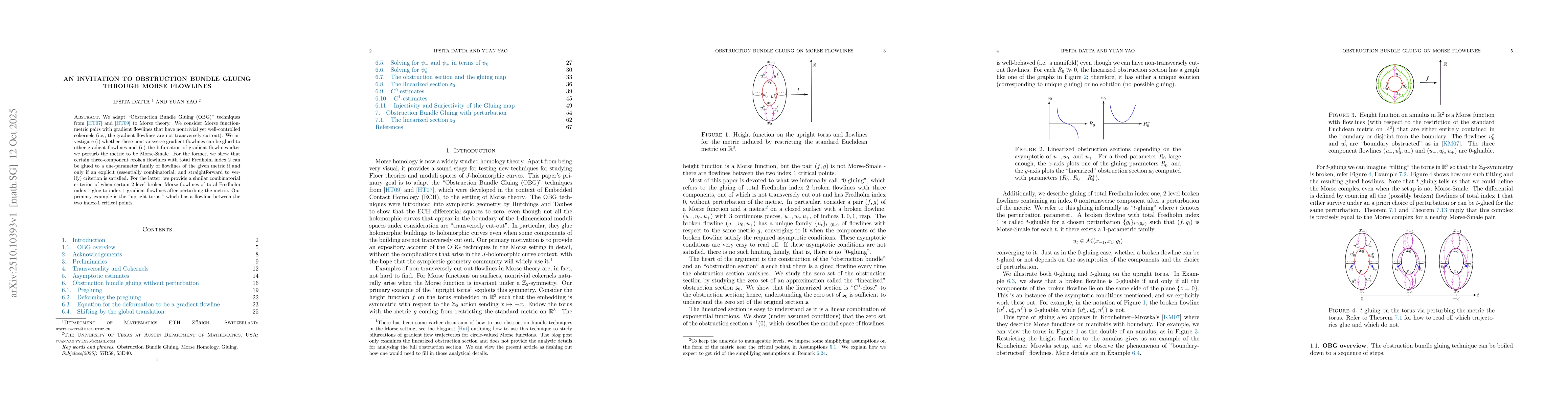 Thumbnail for An Invitation to Obstruction Bundle Gluing Through Morse Flow Lines