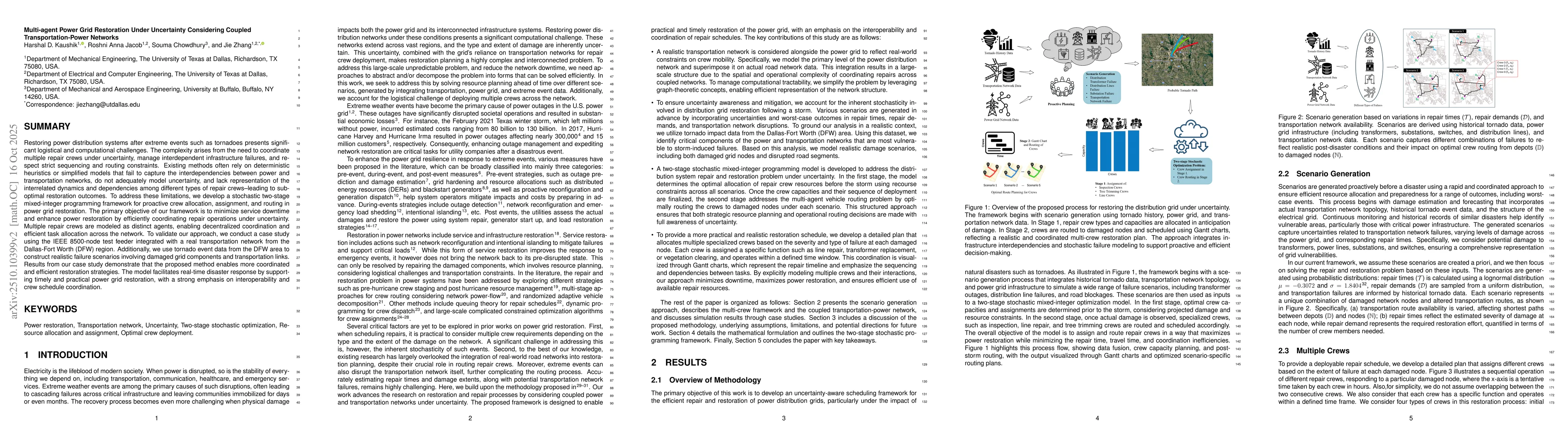 Thumbnail for Multi-agent Power Grid Restoration Under Uncertainty Considering Coupled
  Transportation-Power Networks
