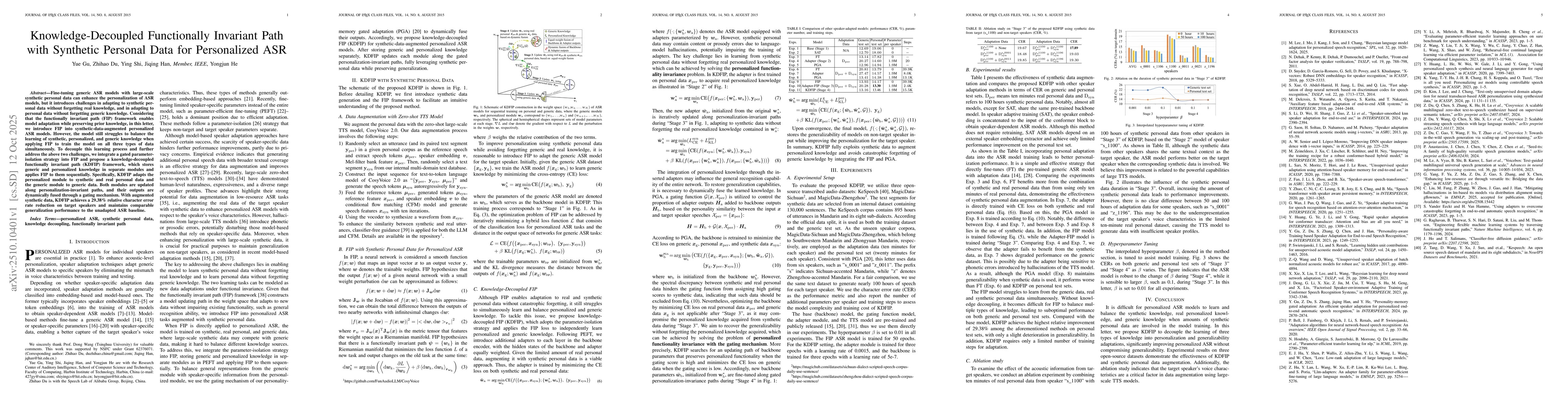 Thumbnail for Knowledge-Decoupled Functionally Invariant Path with Synthetic Personal
  Data for Personalized ASR