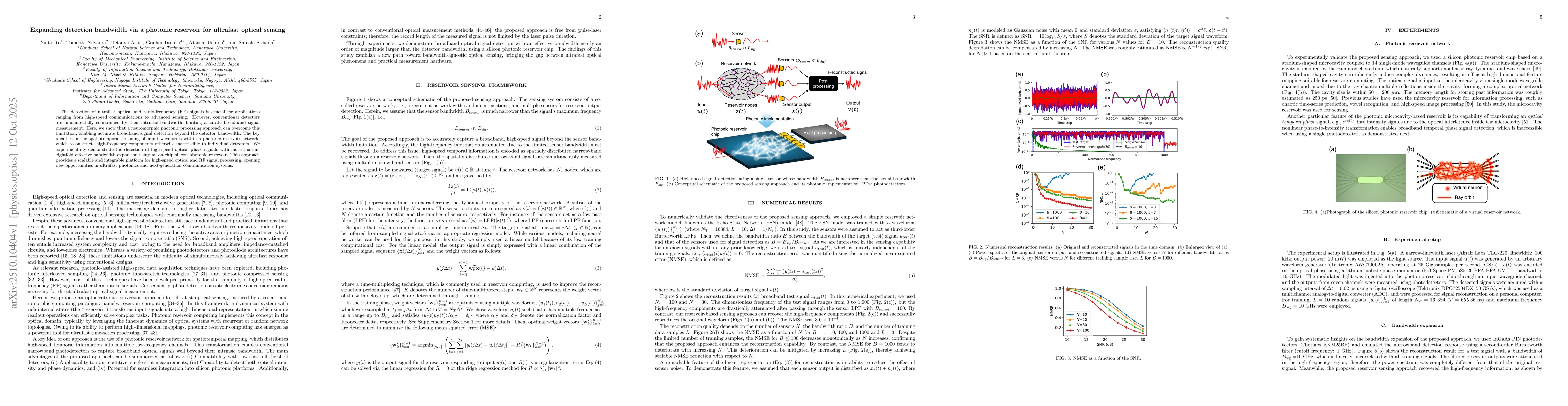 Thumbnail for Expanding detection bandwidth via a photonic reservoir for ultrafast
  optical sensing