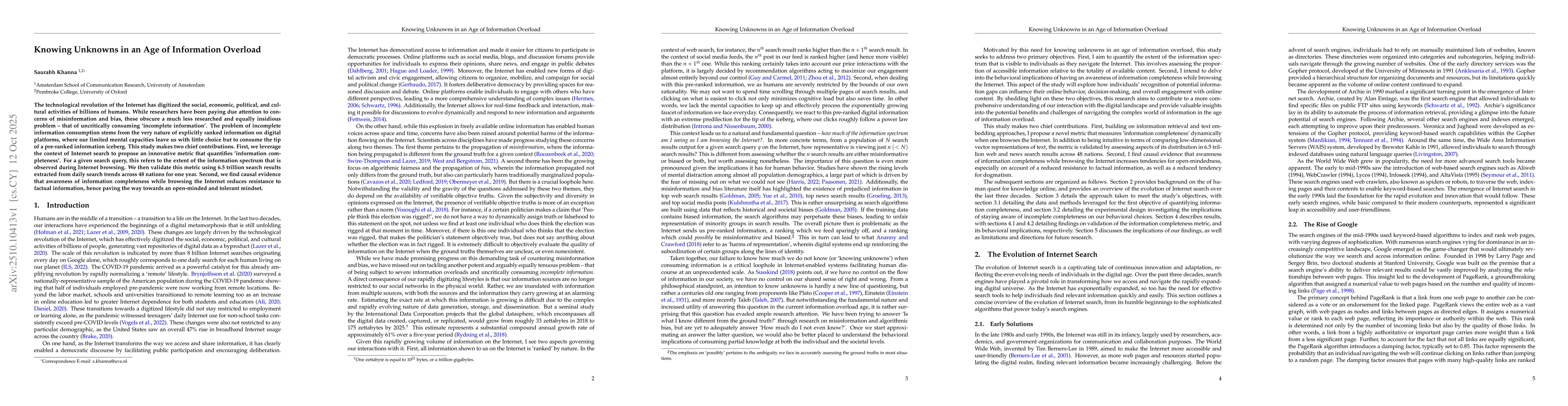 Thumbnail for Knowing Unknowns in an Age of Information Overload