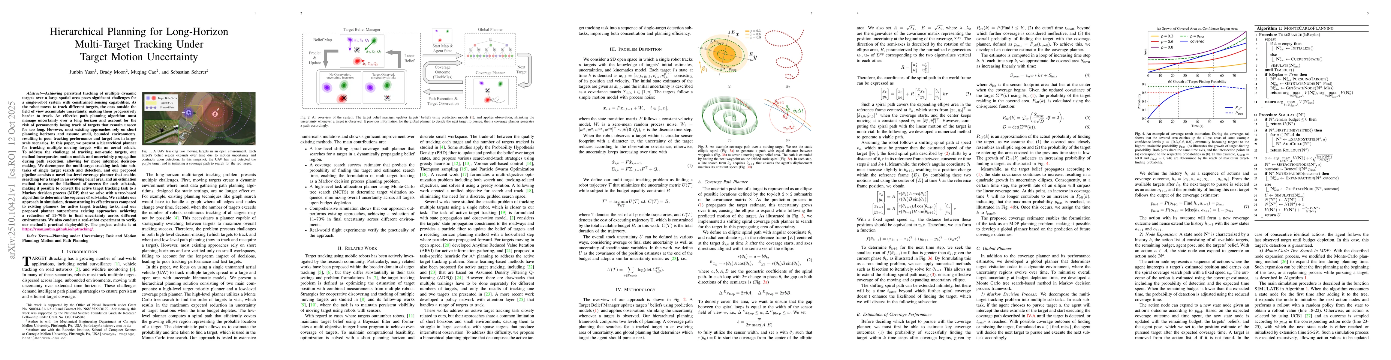 Thumbnail for Hierarchical Planning for Long-Horizon Multi-Target Tracking Under
  Target Motion Uncertainty