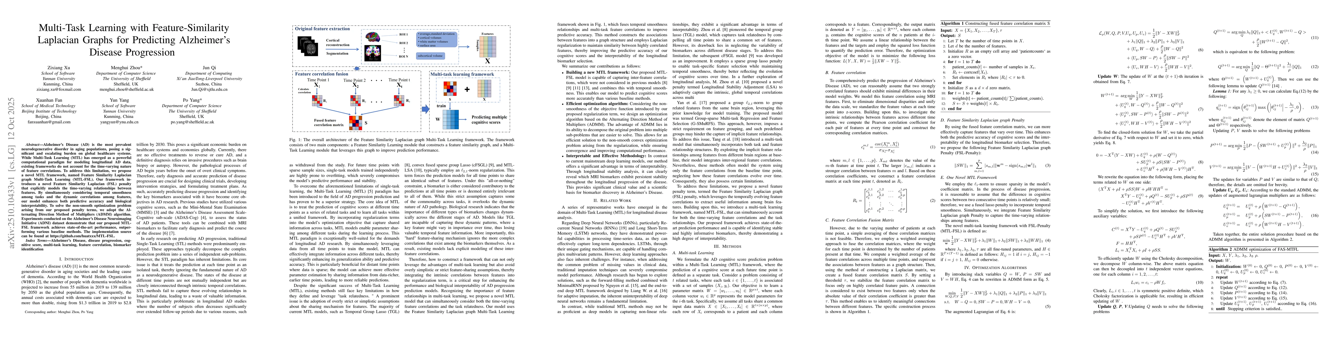 Thumbnail for Multi-Task Learning with Feature-Similarity Laplacian Graphs for
  Predicting Alzheimer's Disease Progression