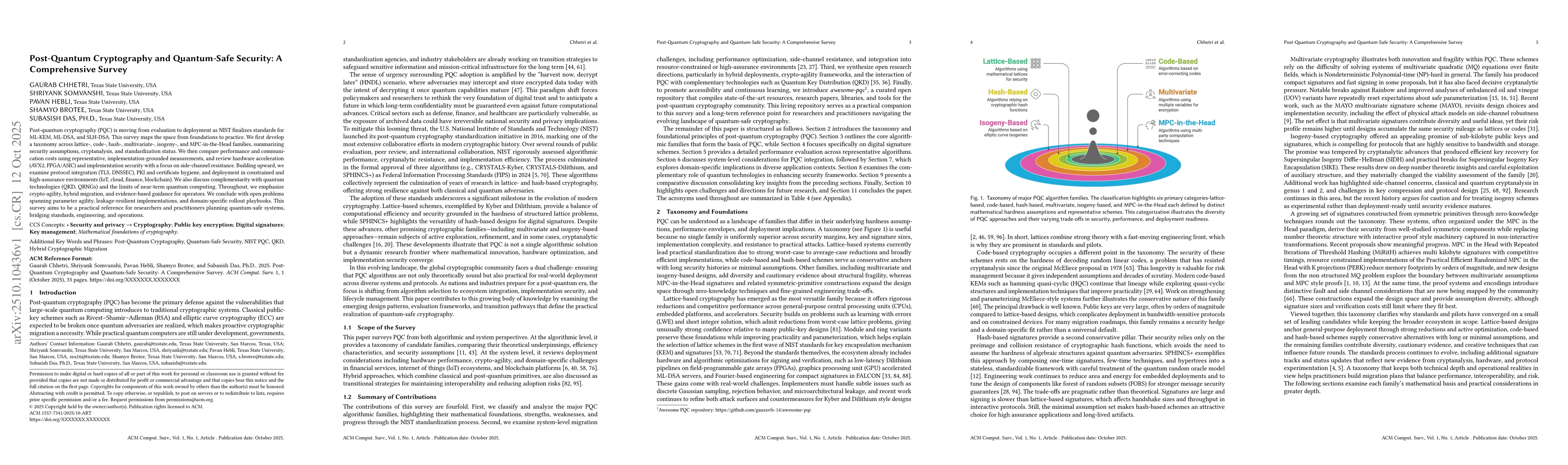 Thumbnail for Post-Quantum Cryptography and Quantum-Safe Security: A Comprehensive
  Survey