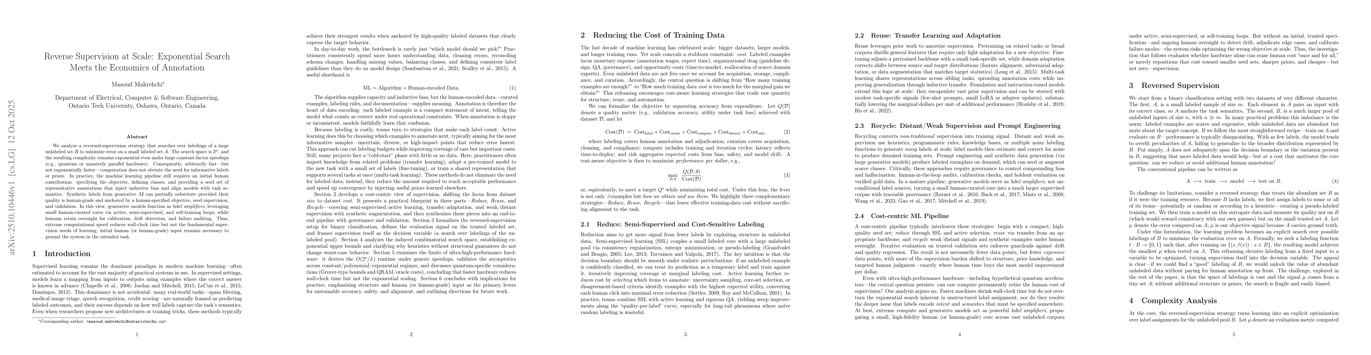 Thumbnail for Reverse Supervision at Scale: Exponential Search Meets the Economics of
  Annotation