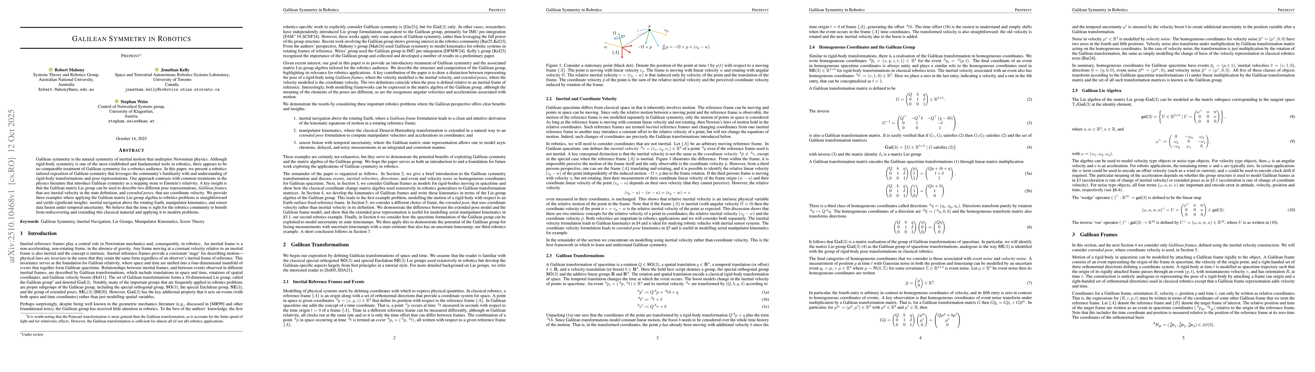 Thumbnail for Galilean Symmetry in Robotics