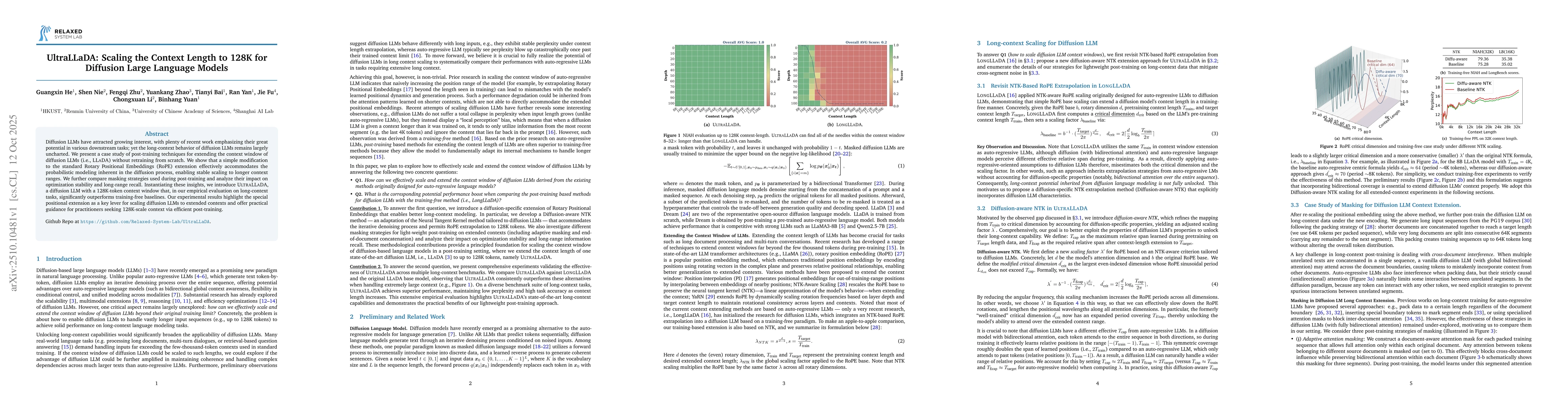 Thumbnail for UltraLLaDA: Scaling the Context Length to 128K for Diffusion Large
  Language Models