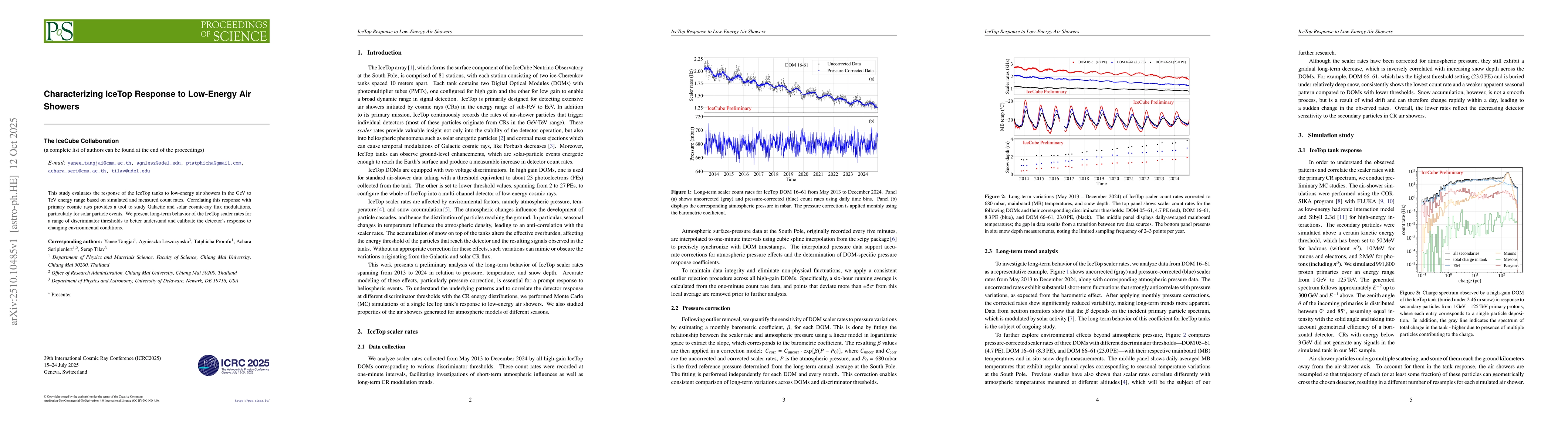 Thumbnail for Characterizing IceTop Response to Low-Energy Air Showers
