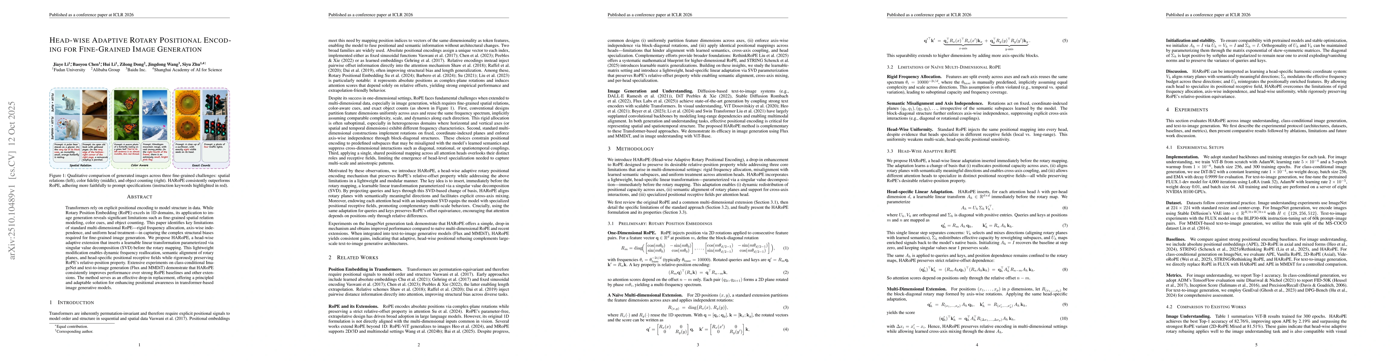 Thumbnail for Head-wise Adaptive Rotary Positional Encoding for Fine-Grained Image
  Generation