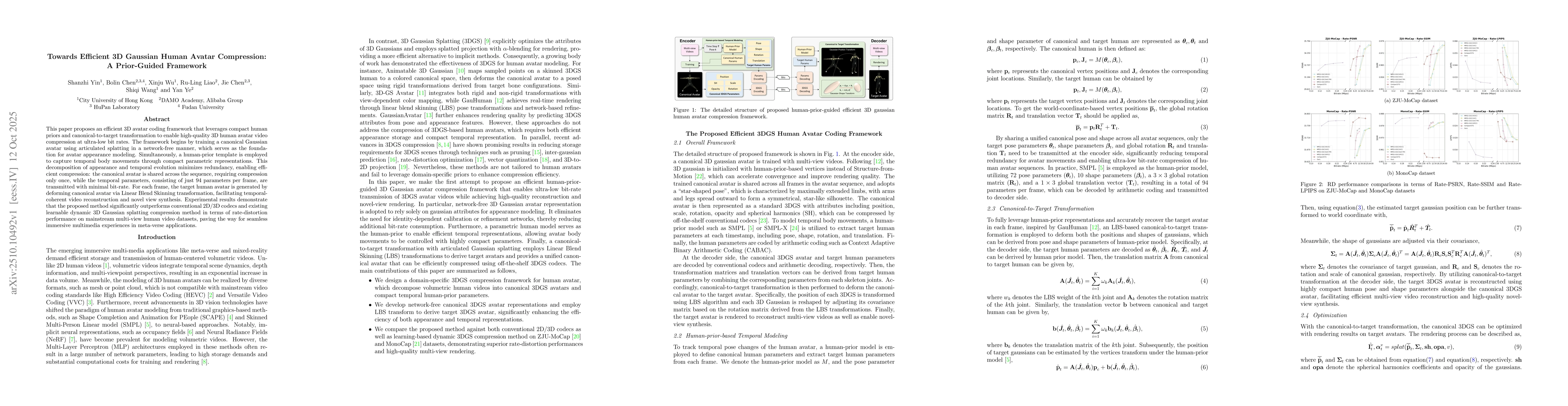 Thumbnail for Towards Efficient 3D Gaussian Human Avatar Compression: A Prior-Guided
  Framework