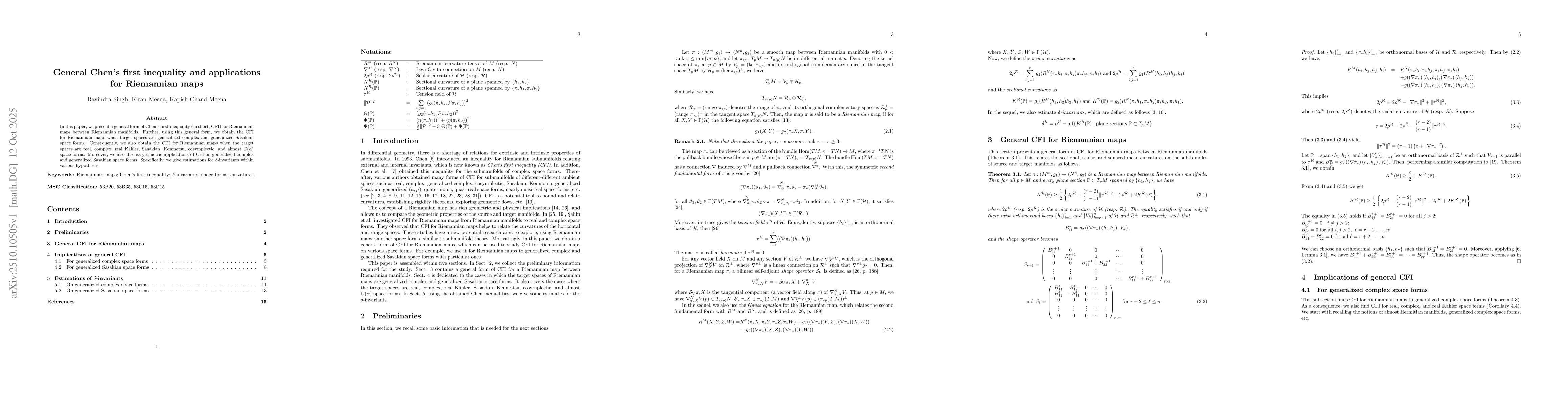 Thumbnail for General Chen's first inequality and applications for Riemannian maps