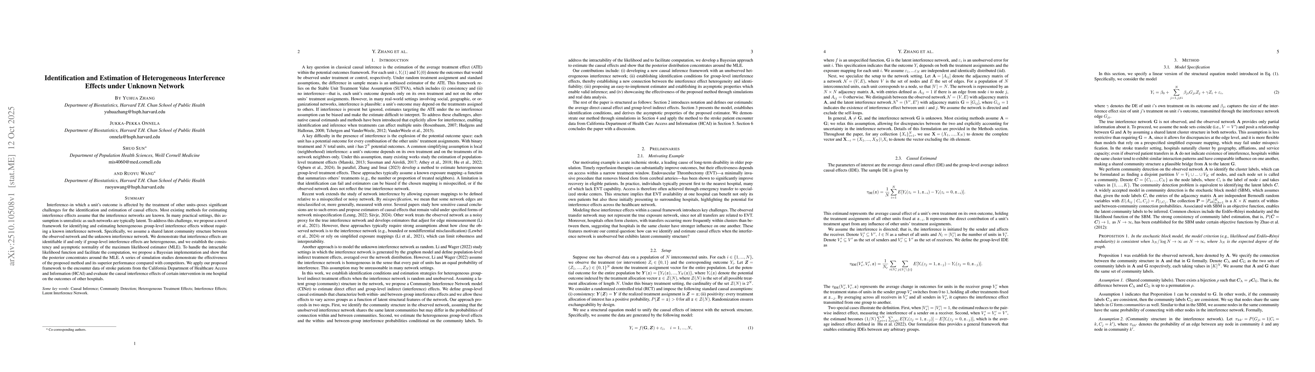 Thumbnail for Identification and Estimation of Heterogeneous Interference Effects
  under Unknown Network