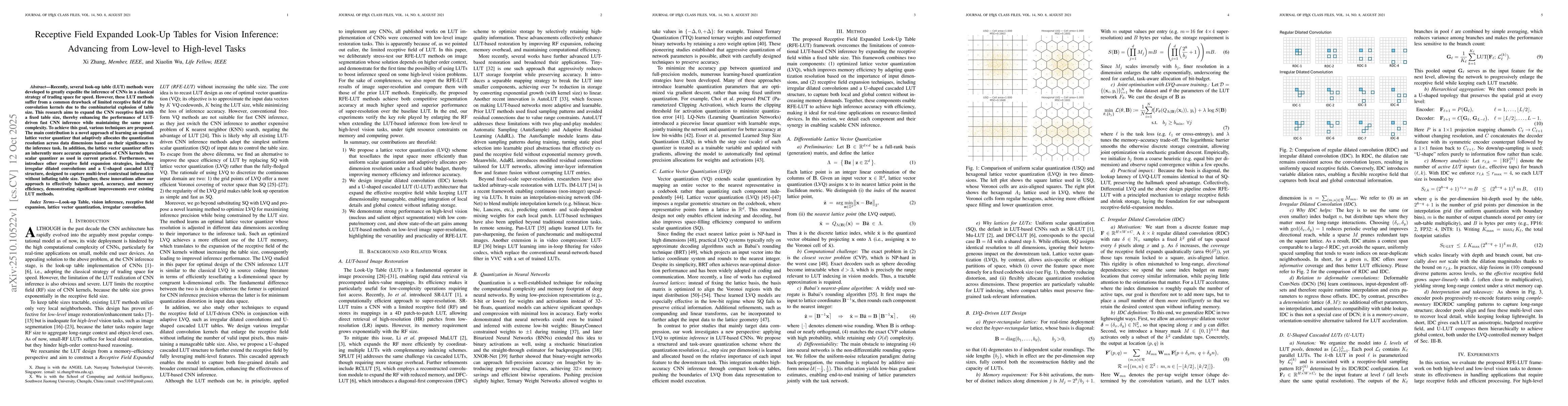 Thumbnail for Receptive Field Expanded Look-Up Tables for Vision Inference: Advancing
  from Low-level to High-level Tasks