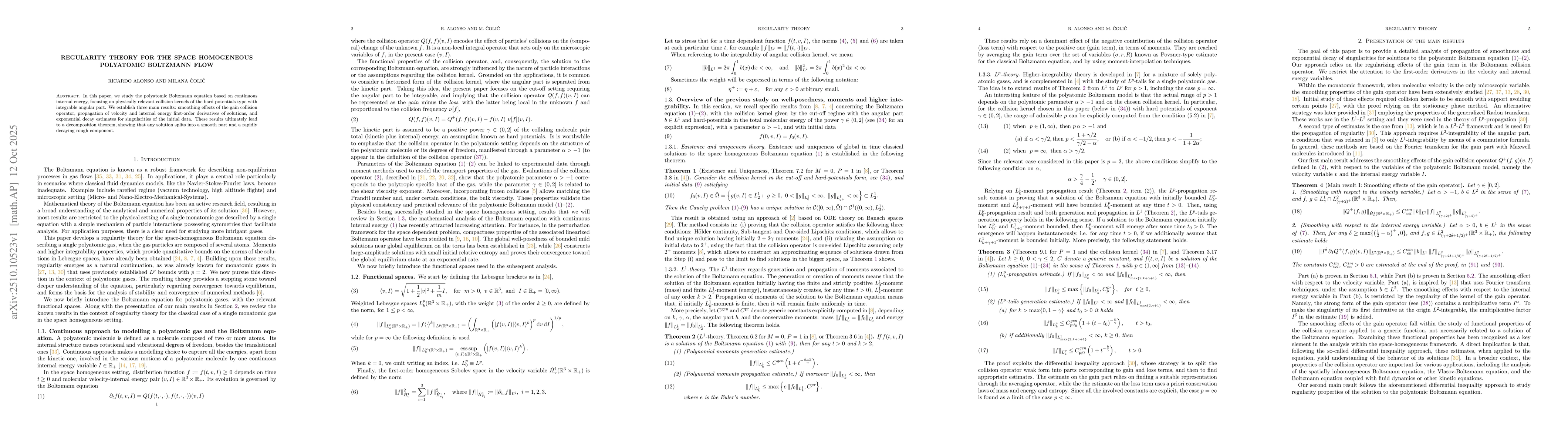 Thumbnail for Regularity Theory for the Space Homogeneous Polyatomic Boltzmann Flow