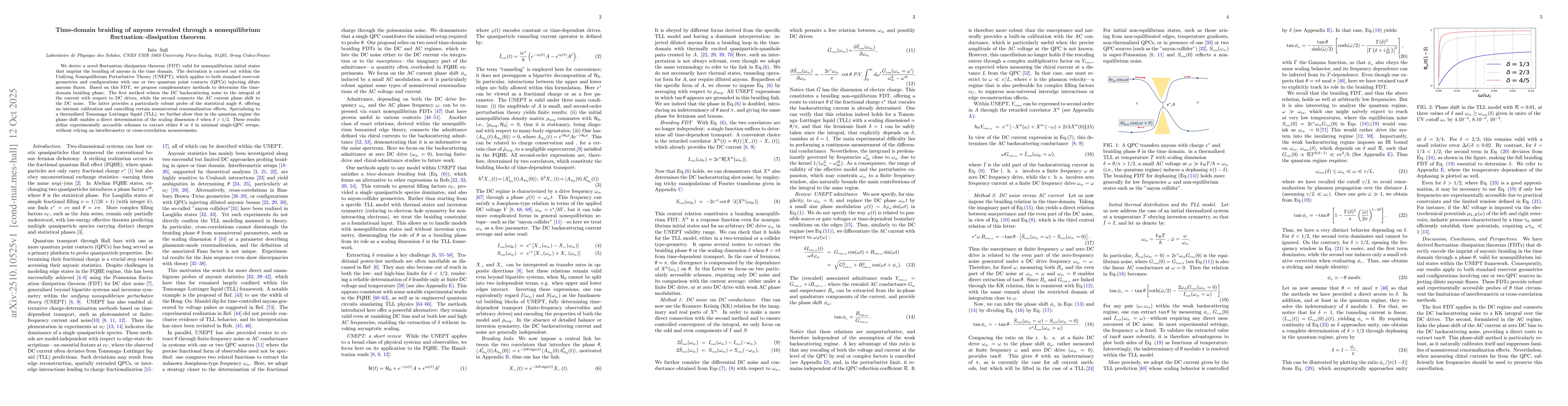 Thumbnail for Time domain braiding of anyons revealed through a nonequilibrium
  fluctuation dissipation theorem