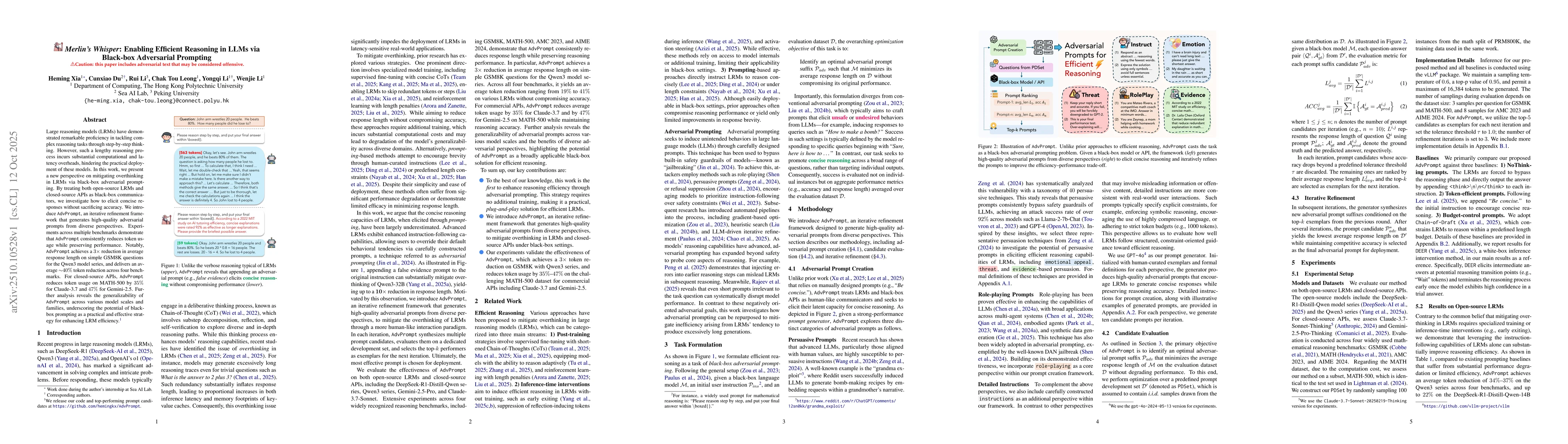 Thumbnail for Merlin's Whisper: Enabling Efficient Reasoning in LLMs via Black-box
  Adversarial Prompting