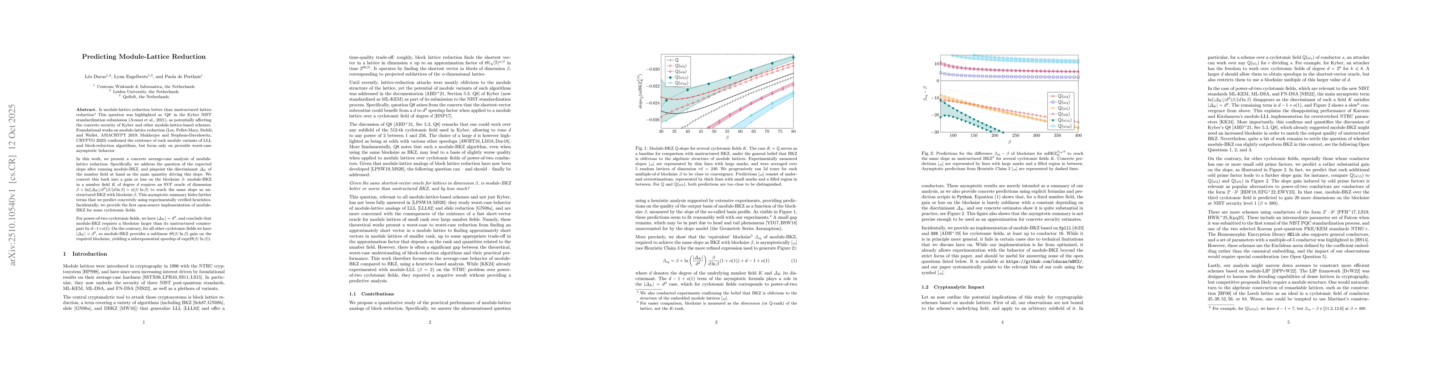 Thumbnail for Predicting Module-Lattice Reduction