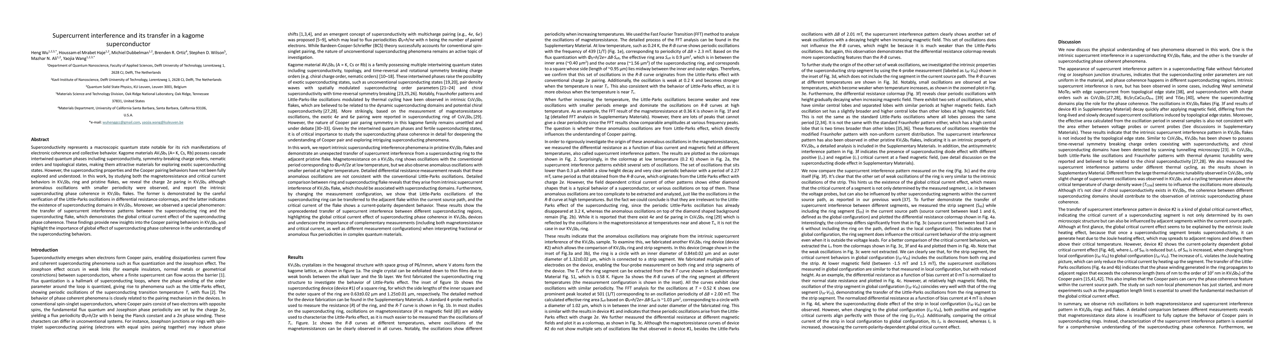Thumbnail for Supercurrent interference and its transfer in a kagome superconductor