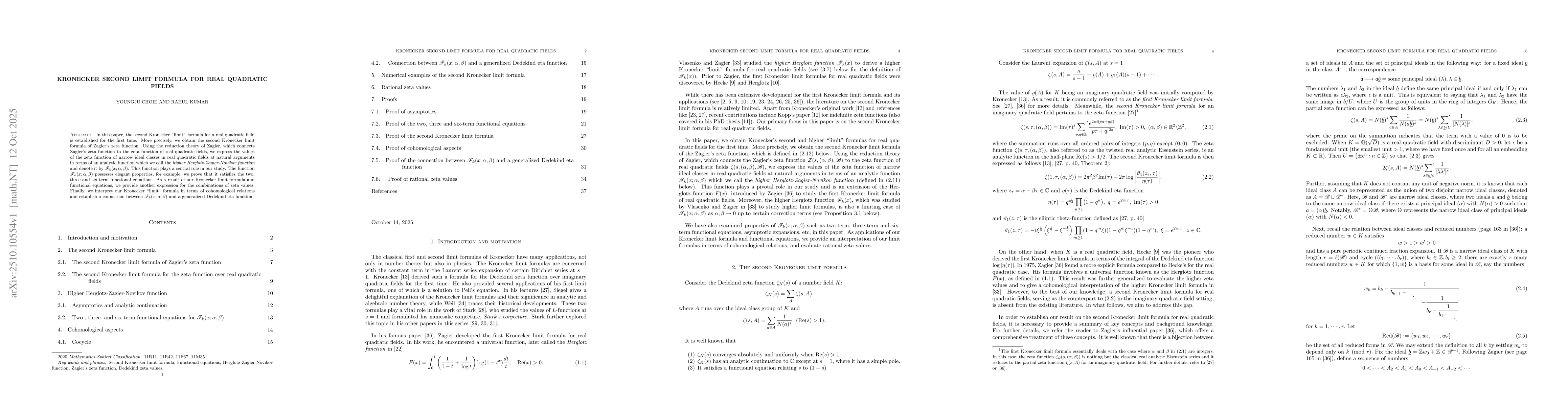 Thumbnail for Kronecker second limit formula for real quadratic fields