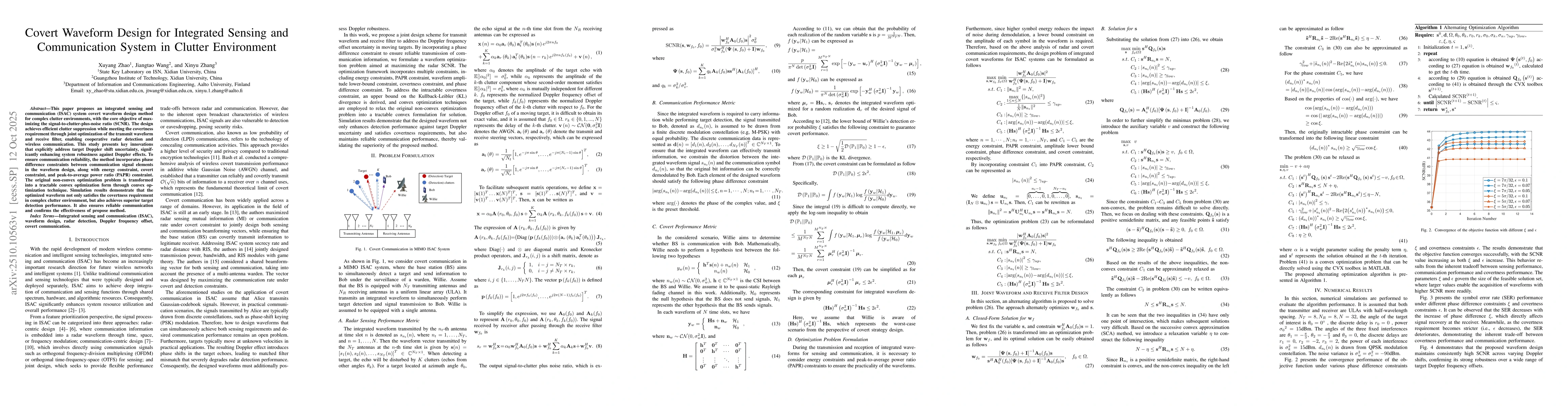 Thumbnail for Covert Waveform Design for Integrated Sensing and Communication System
  in Clutter Environment