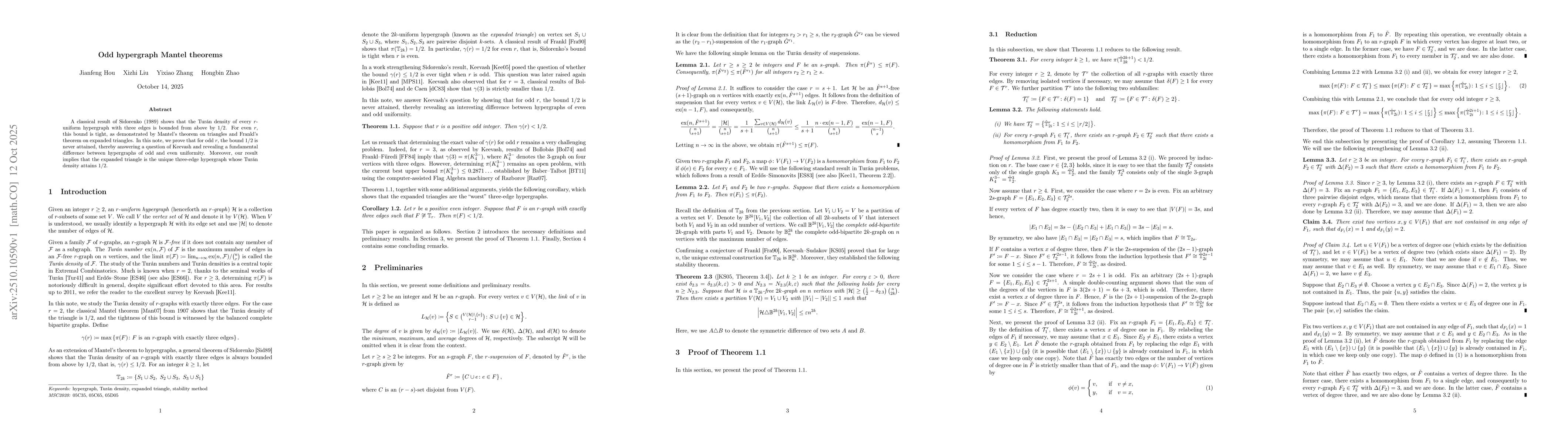 Thumbnail for Odd hypergraph Mantel theorems