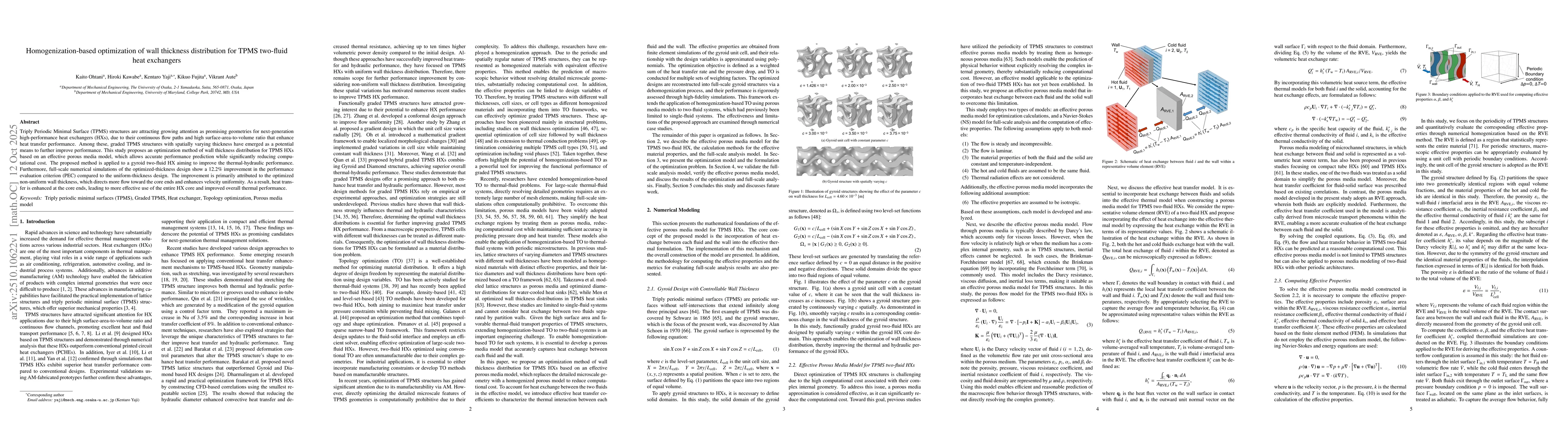 Thumbnail for Homogenization-based optimization of wall thickness distribution for
  TPMS two-fluid heat exchangers