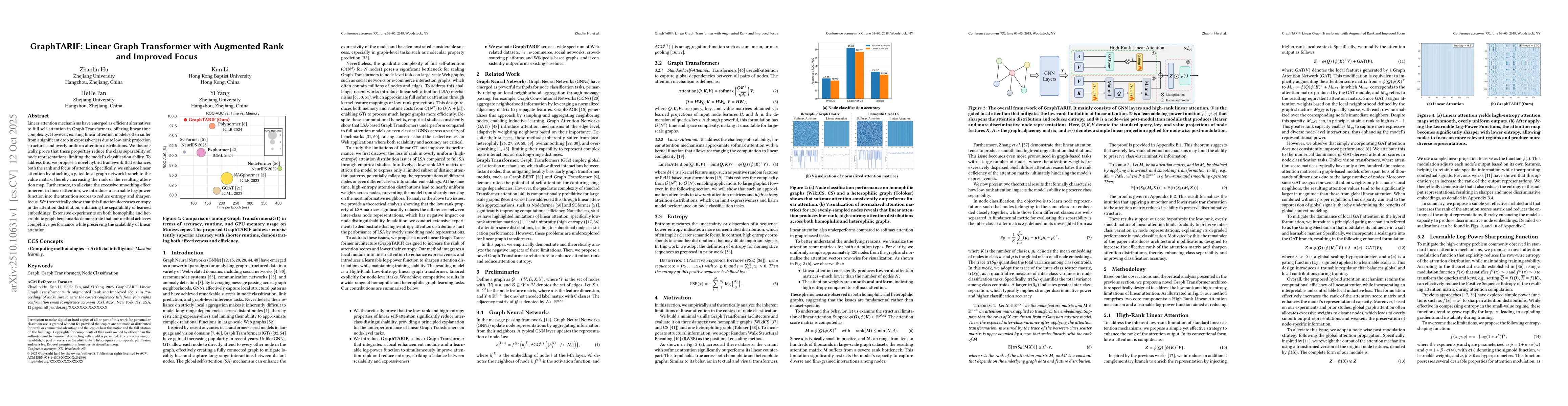 Thumbnail for GraphTARIF: Linear Graph Transformer with Augmented Rank and Improved
  Focus