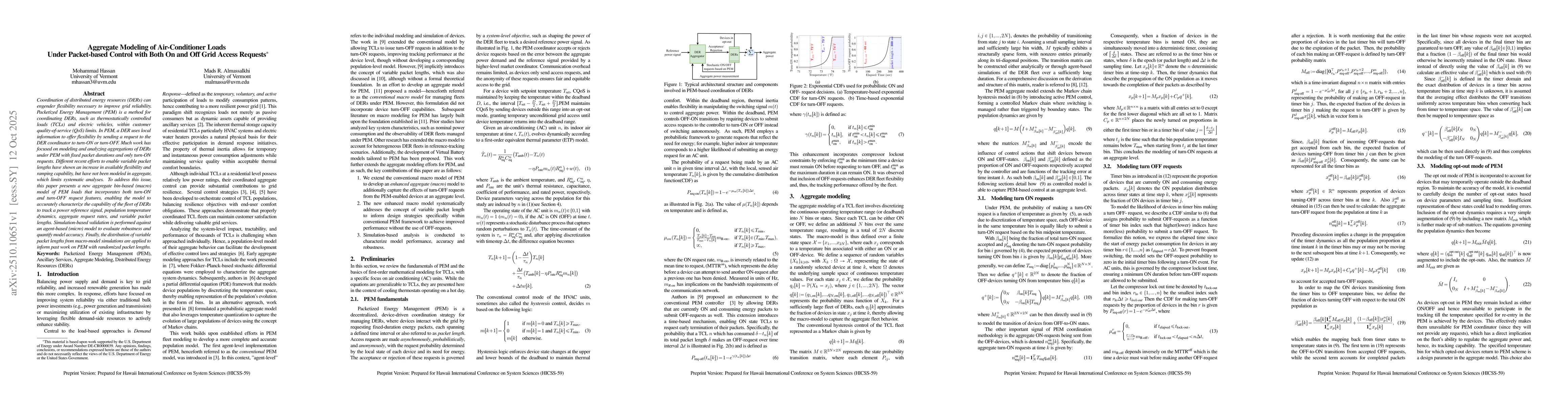 Thumbnail for Aggregate Modeling of Air-Conditioner Loads Under Packet-based Control
  with Both On and Off Grid Access Requests