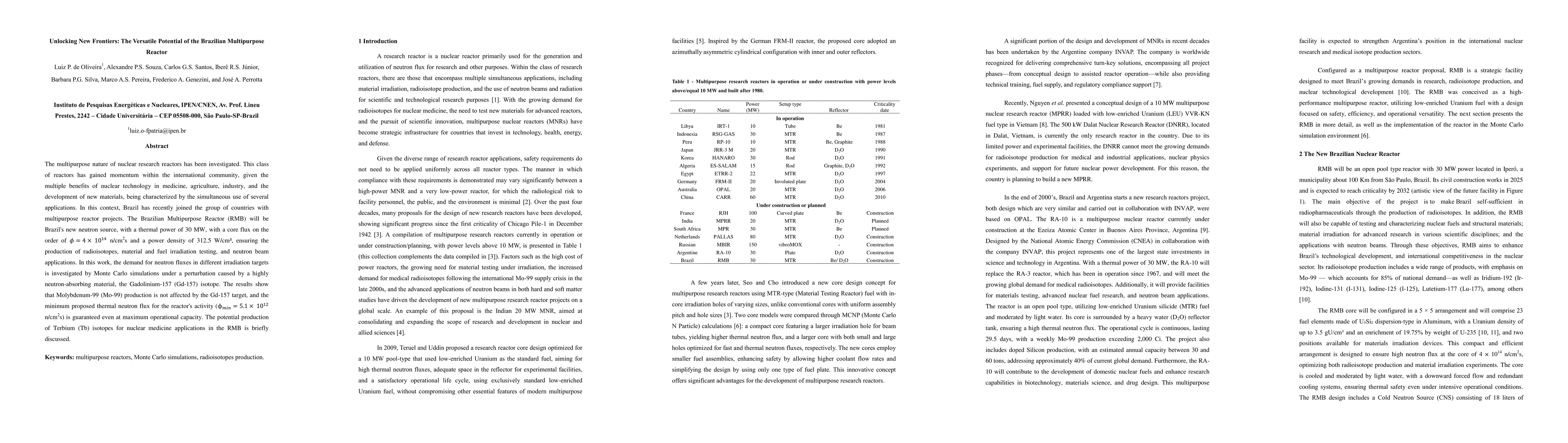 Thumbnail for Unlocking New Frontiers: The Versatile Potential of the Brazilian
  Multipurpose Reactor