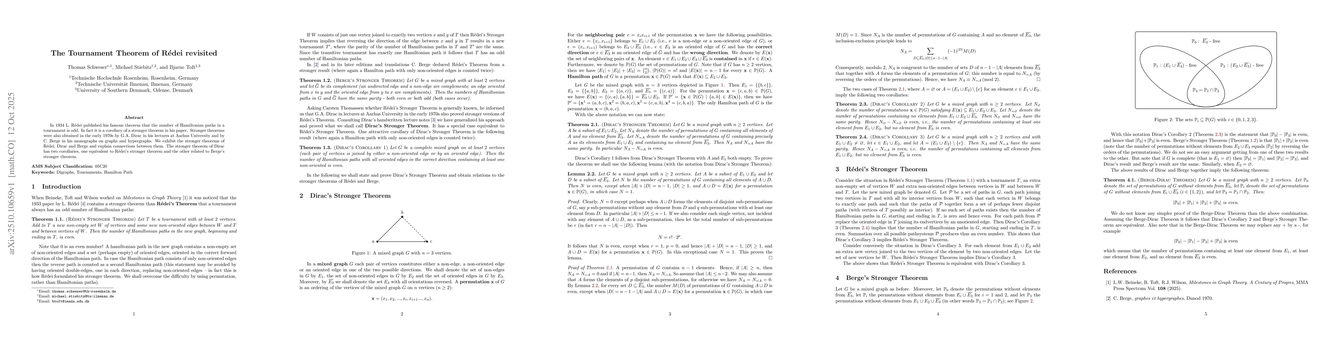 Thumbnail for The Tournament Theorem of Rédei revisited