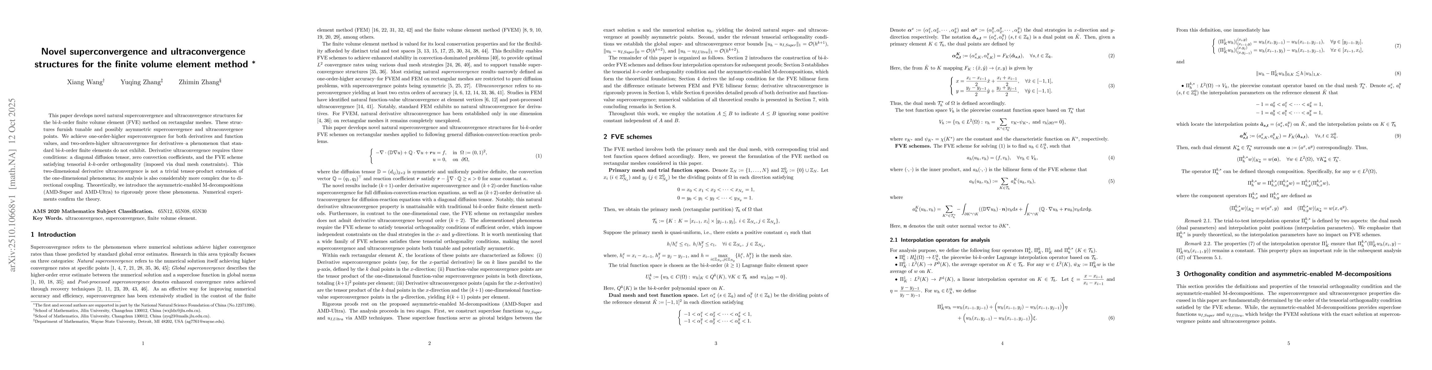 Thumbnail for Novel superconvergence and ultraconvergence structures for the finite
  volume element method