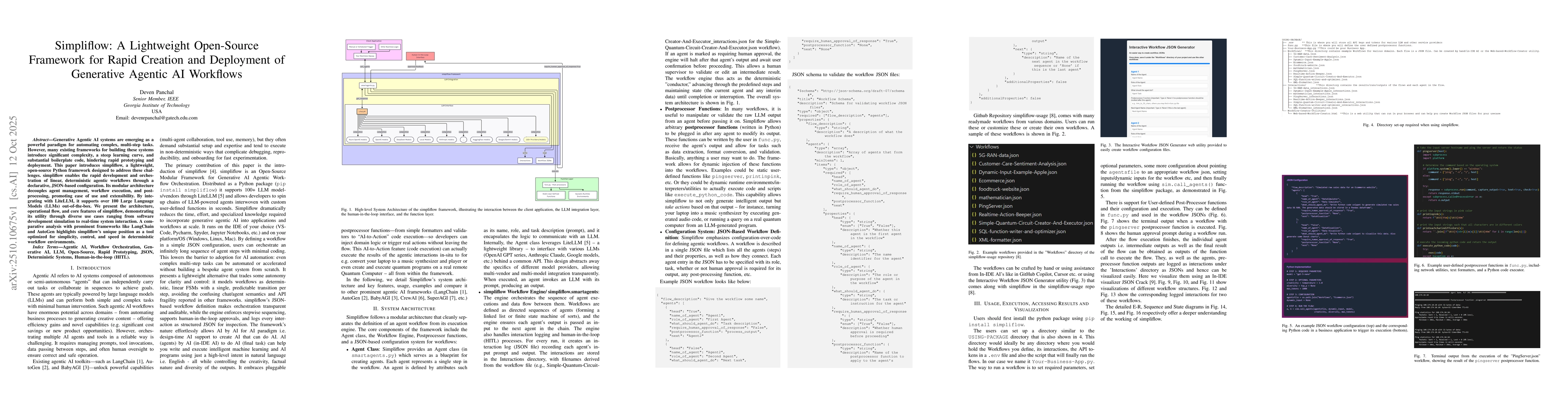 Thumbnail for Simpliflow: A Lightweight Open-Source Framework for Rapid Creation and
  Deployment of Generative Agentic AI Workflows
