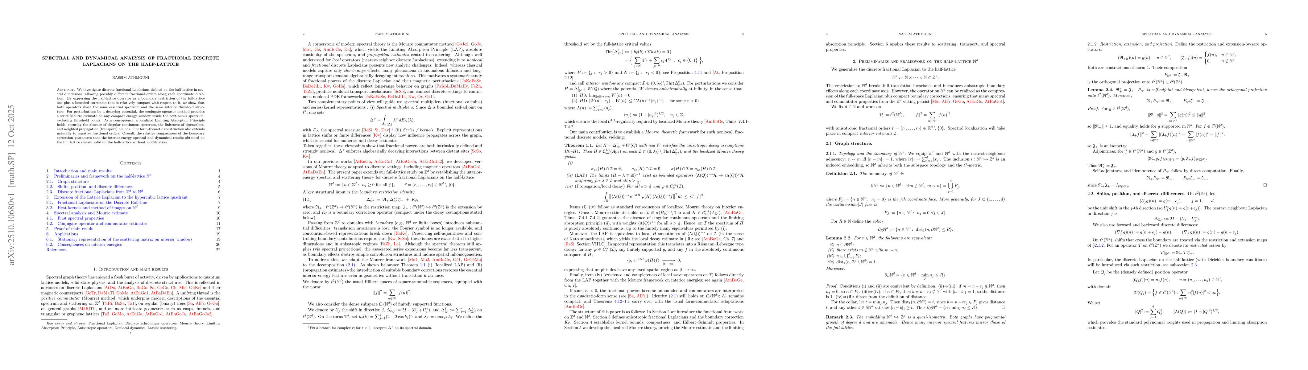 Thumbnail for Spectral and Dynamical Analysis of Fractional Discrete Laplacians on the
  Half-Lattice