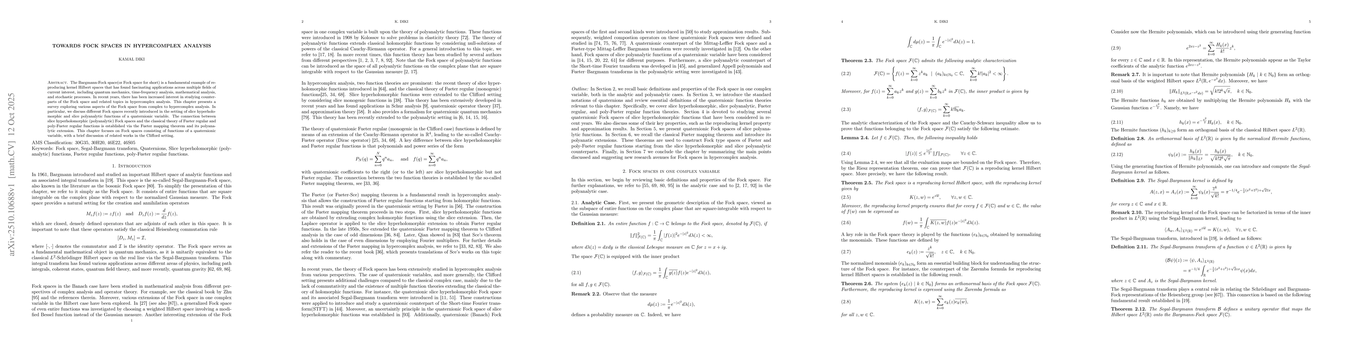 Thumbnail for Towards Fock Spaces in Hypercomplex Analysis