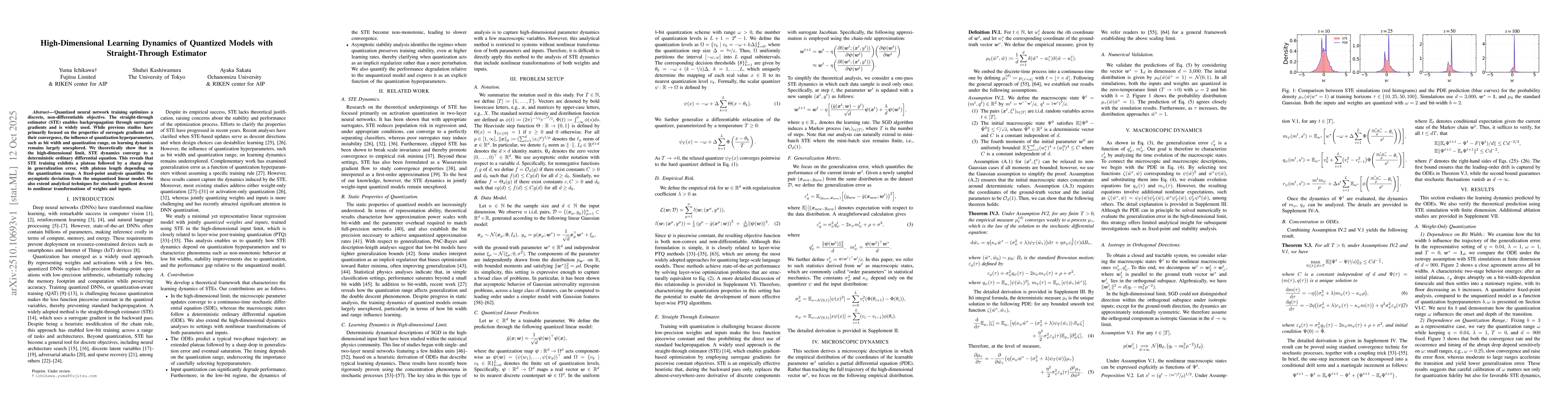 Thumbnail for High-Dimensional Learning Dynamics of Quantized Models with
  Straight-Through Estimator