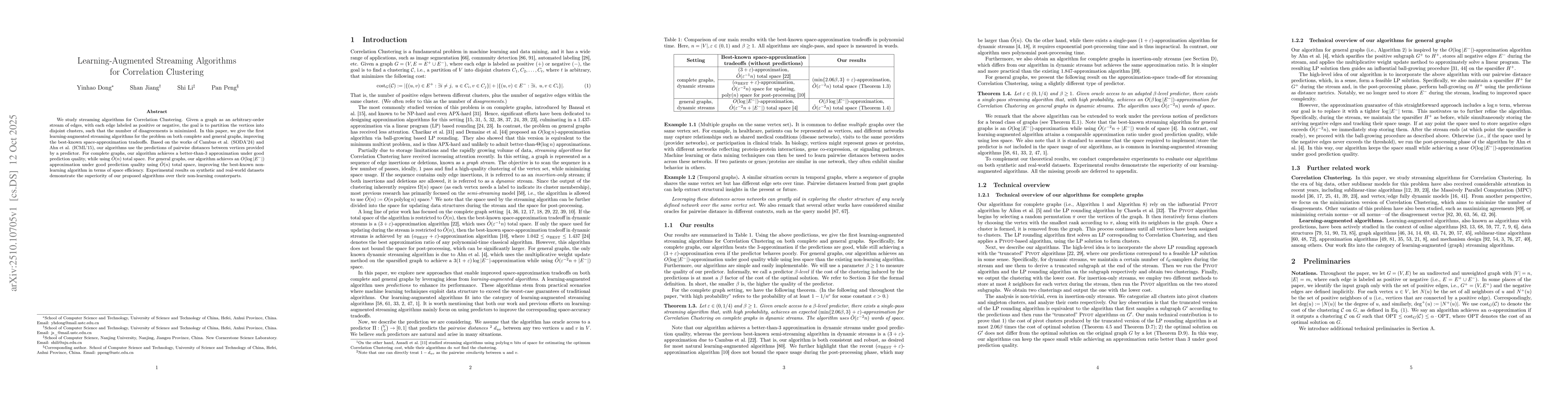 Thumbnail for Learning-Augmented Streaming Algorithms for Correlation Clustering