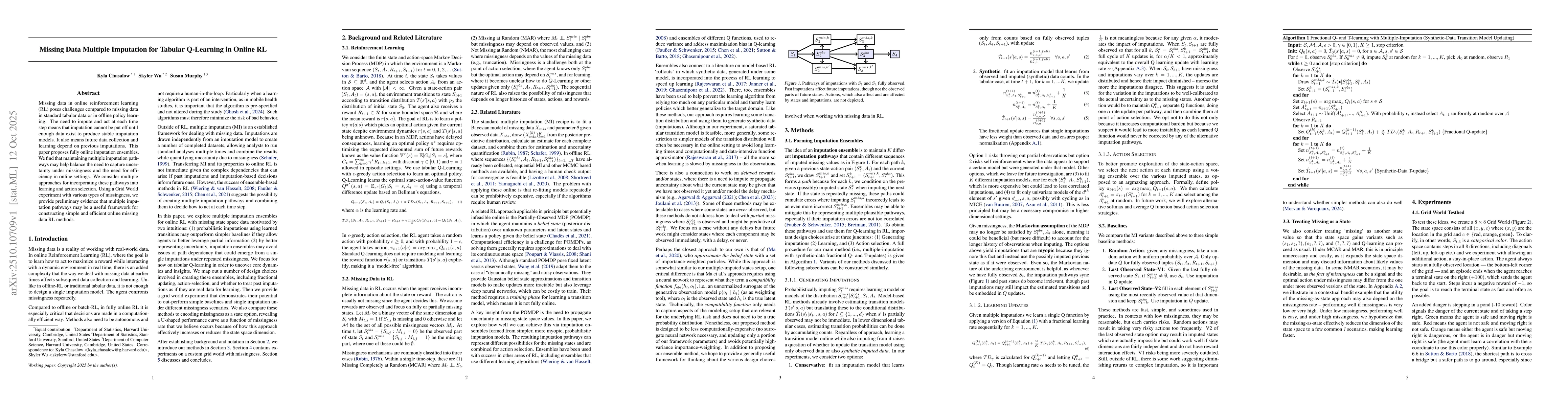 Thumbnail for Missing Data Multiple Imputation for Tabular Q-Learning in Online RL