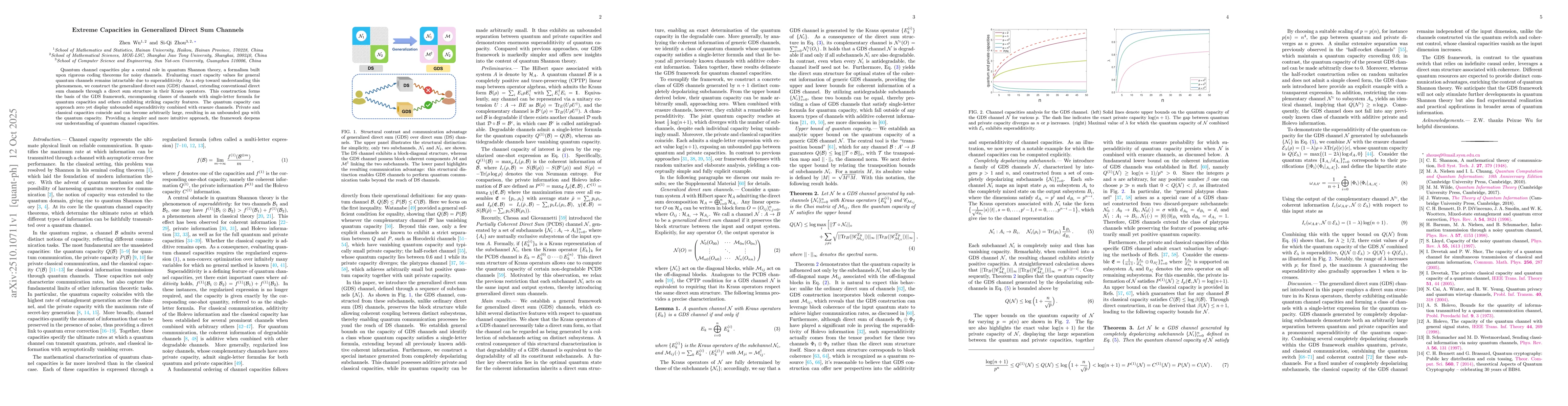 Thumbnail for Extreme Capacities in Generalized Direct Sum Channels