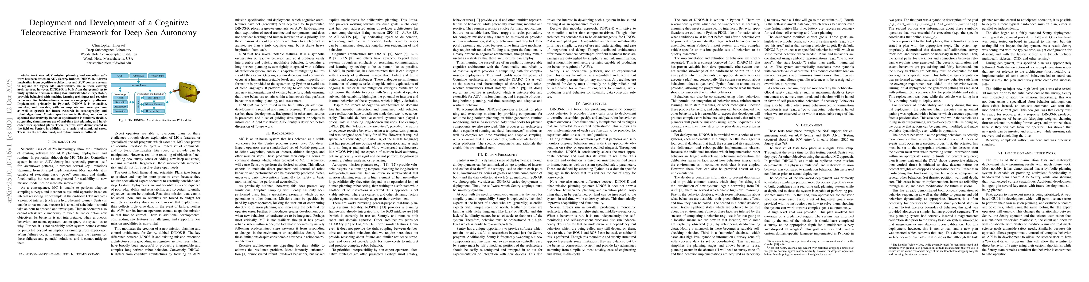 Thumbnail for Deployment and Development of a Cognitive Teleoreactive Framework for
  Deep Sea Autonomy