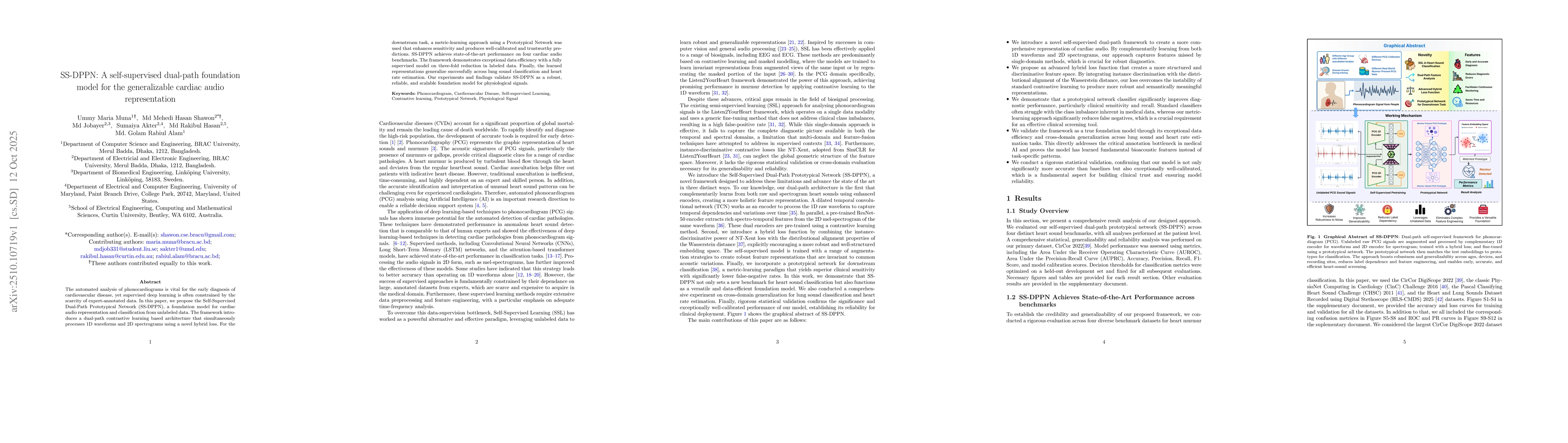 Thumbnail for SS-DPPN: A self-supervised dual-path foundation model for the
  generalizable cardiac audio representation
