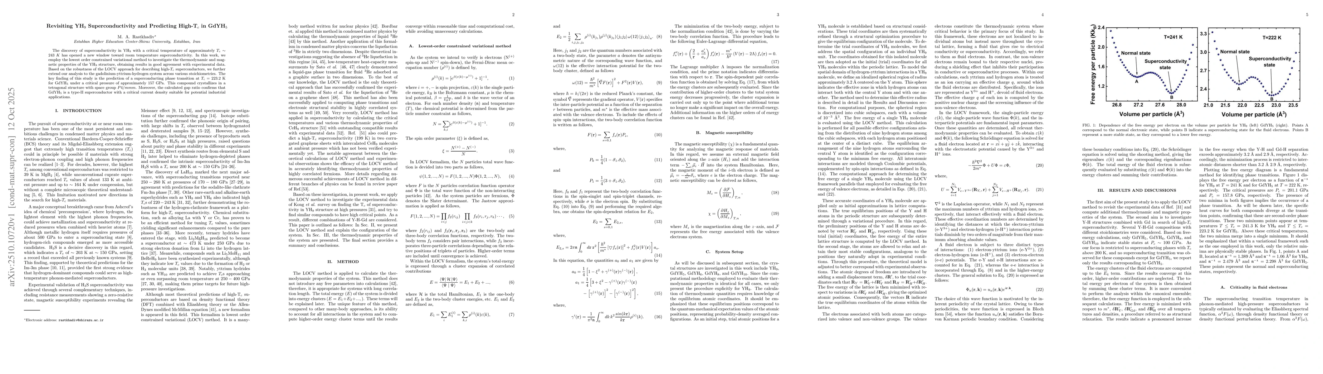 Thumbnail for Revisiting YH$_9$ Superconductivity and Predicting High-T$_c$ in
  GdYH$_5$